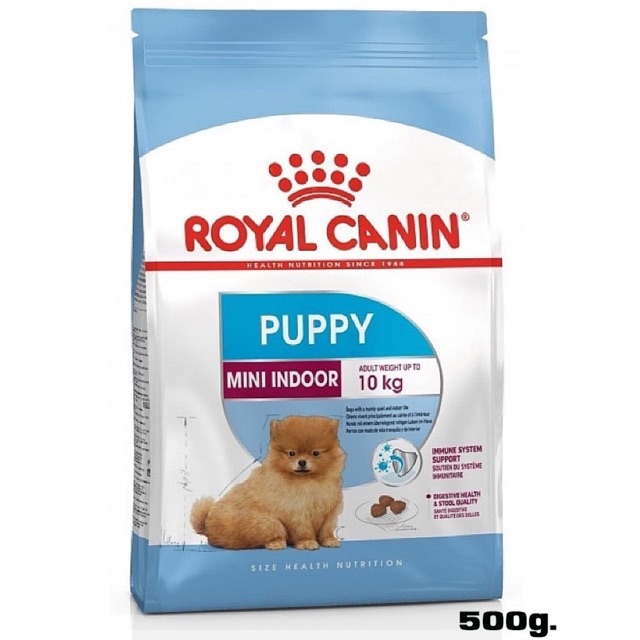 RoyalCanin Mini Indoor Puppy โรยัลคานิน อาหารลูกสุนัขพันธุ์เล็ก เลี้ยงในบ้าน แรกเกิด- 10เดือน (ขนาด 500กรัม)