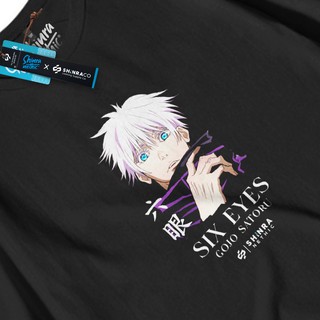 เสื้อยืดผู้ เสื้อยืด พิมพ์ลายอนิเมะ Jujutsu Kaisen Six Eyes Gojo Satoru สําหรับผู้ชาย S-5XL