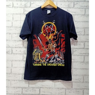 [S-5XL] เสื้อยืด พิมพ์ลาย Slayer Turning The Crooked Cross สําหรับผู้ชาย