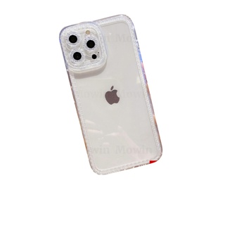 Mowin - เคสไอโฟน iPhone 13 Pro Max เคส iPhone ซิลิโคนนุ่มเคสใสขอบสี่เหลี่ยมหรูหรา พราวสตาร์ไดมอนด์ กล้องป้องกันดวงตานางฟ้า สีที่บริสุทธิ์ สีดำ สีม่วง สไตล์เรียบง่ายสำหรับ iPhone 13 Pro Max iPhone 12 Pro Max iPhone 11 Pro Max iPhone 7 Plus XR XS MAX