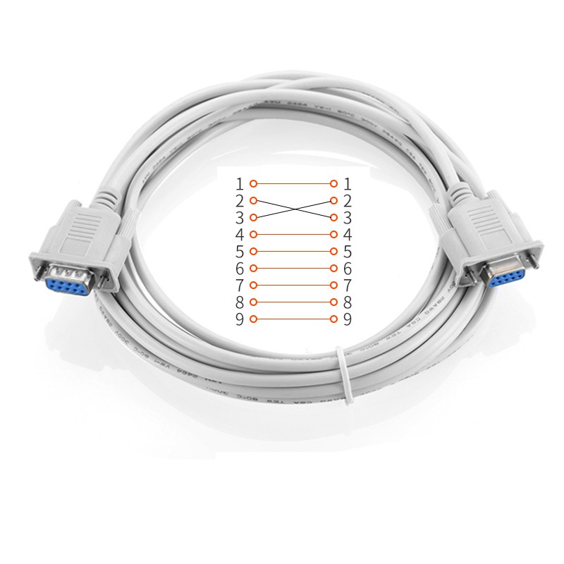 DB9 สายเคเบิล F/F ตัวเมียถึงหญิง Serial RS232 ถึง RS-232 2 3 สายเชื่อมต่อ