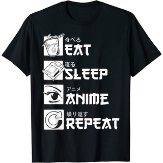 เสื้อยืดโอเวอร์ไซส์เสื้อยืด ลายการ์ตูนอนิเมะ Eat Sleep RepeatS-3XL