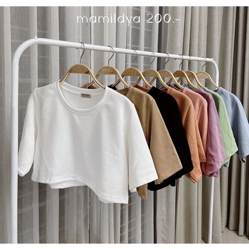 เสื้อครอปoversize รุ่นผ้าหนา ไม่ต้องรีด ไม่บาง สีทึบ / Y1-2 // RINNY-OVER หนา