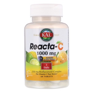 Reacta-C 1000 mg วิตามิน ซี ที่สามารถออกฤทธิ์ ได้ 24 ชม ที่มีสิทธิบัตรจากอเมริกาการันตี ในการออกฤทธิ์ เสริมภูมิคุ้มกัน