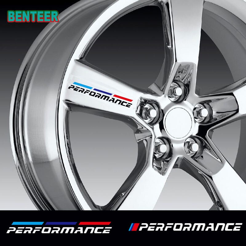 4pcs ล้อรถขอบสติกเกอร์สําหรับ BMW MPERFORMANCE M3 M5 X1 X3 X5 X6 E46 e39 E90 E36 E60 E34 E30 F10 F20