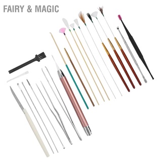 Fairy &amp; Magic 20pcs Stainless Steel Earwax Remover Kit Ear Wax Removal Spoon Curette Tweezers Cleaning Tool