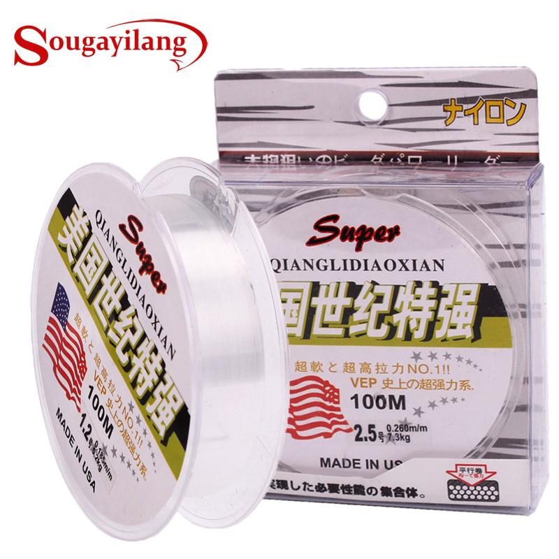 Sougayilang สายเบ็ด Super Strong ไนลอน 100% ฟลูออโรคาร์บอน (100m) สายเอ็นตกปลา เอ็นตกปลา สายพีอีตกปลา เอ็น ตกปลา