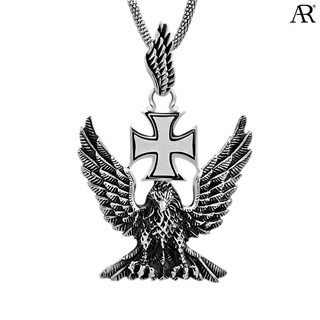 ANGELINO RUFOLO Pendant ดีไซน์ Eagle Cross จี้ห้อยคอ Stainless Steel 316L(สแตนเลสสตีล) คุณภาพเยี่ยม สีเงิน