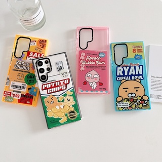 Kakao Friends น่ารัก น่าสนใจ การแสดงออก เคส Samsung Galaxy S23 Ultra S22 Ultra S21 Ultra S20 S21 S22 S23 Plus + S20 Ultra Case ใหม่ ขอบสี เรียบง่าย โปร่งใส ป้องกันการหล่น ซิลิกาเจล นุ่ม ซัมซุง เคส