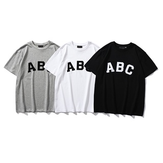 เสื้อยืดแขนสั้นลําลอง คอกลม ผ้าฝ้าย พิมพ์ลายตัวอักษร FOG ABC สไตล์คลาสสิก แฟชั่นสําหรับผู้ชาย และผู้หญิง