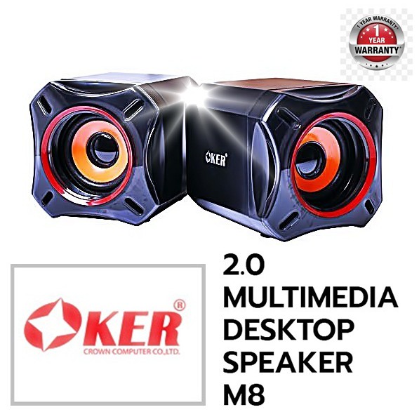 ลำโพง Oker SPEAKER OKER MULTIMEDIA  M8  Oker ลำโพงมินิตั้งโต๊ะ 2.0 รุ่น M8