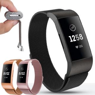 สายนาฬิกาข้อมือสแตนเลสสําหรับ Fitbit Charge 3