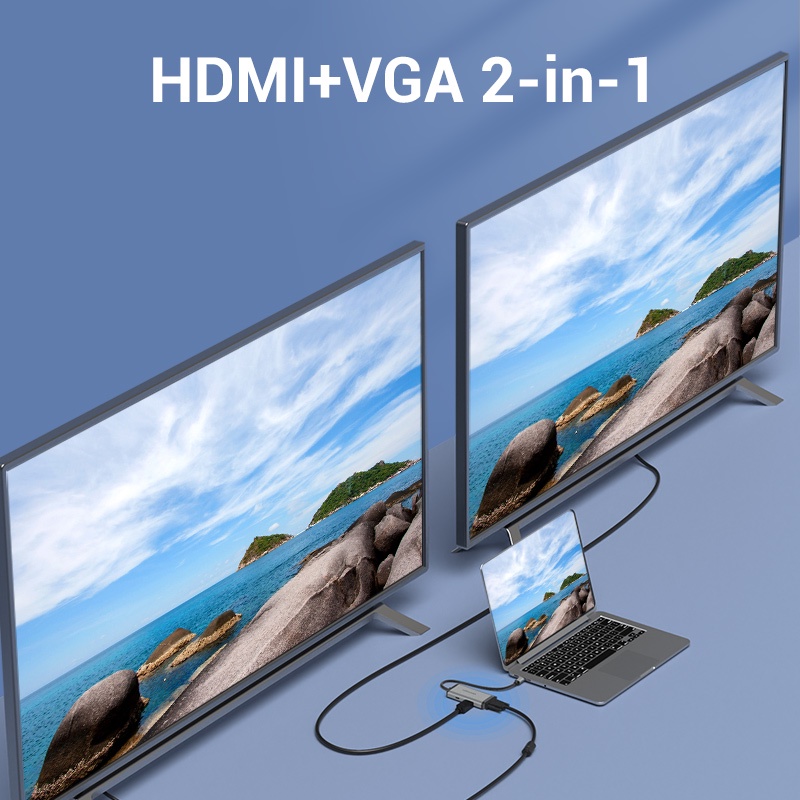 ส่งไวจากไทย Vention 6 In 1 อะแดปเตอร์ฮับ Hub Usb C เป็น Hdmi Vga Usb 31 Type C 9913