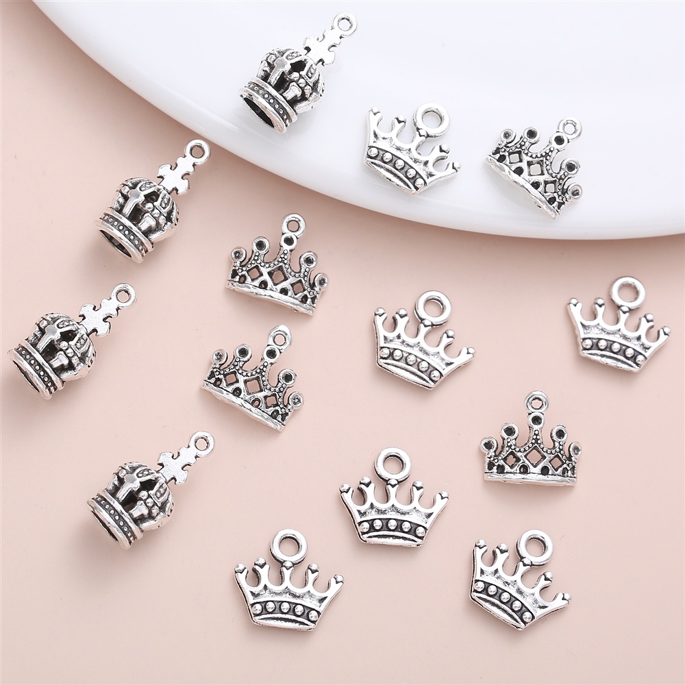 จี้รูปมงกุฎ สไตล์วินเทจ สําหรับทําเครื่องประดับ สร้อยคอ DIY จํานวน 20 ชิ้น ต่อชุด