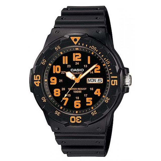 นาฬิกาข้อมือผู้ชาย สายเรซิ่น รุ่น MRW-200H-4BVDF - สีดำ/ส้ม