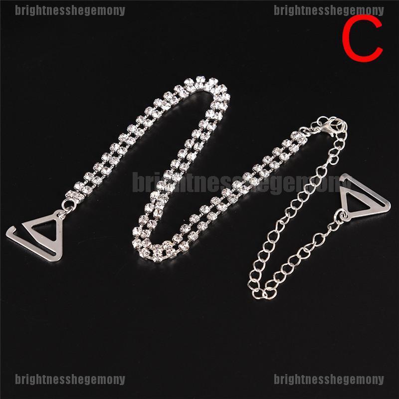 thro Women 1Set 12Row Clear Crystal Rhinestone Metal Bra Straps