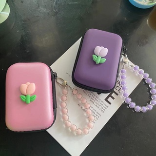 กระเป๋าเก็บหูฟัง สาย USB ลายดอกไม้น่ารัก ขนาดเล็ก อุปกรณ์เสริม สําหรับ airpods