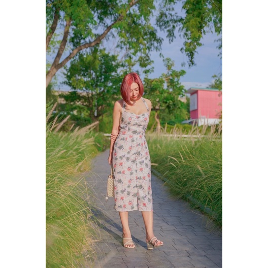10.10 Flash Sale | Taffy | TFD2181-Virginia Dress | พร้อมส่ง เดรสยาวลายดอก เชือกคล้องคอ กระดุมหน้า