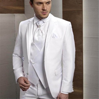 ใหม่คลาสสิกผู้ชายชุด Smolking Noivo Terno Slim Fit Easculino ชุดราตรีชุดสำหรับชายสีขาวเจ้าบ่าว Tuxedos Notch Lapel