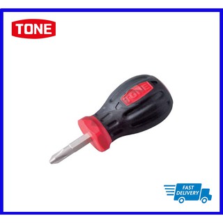 Tone Power Stubby Driver PGSD-P2 ไขควงด้ามยางแกนทะลุหัวตอก-ด้ามสั้น (ปากแฉก) No.2