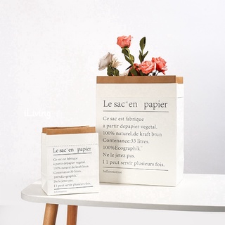 iliving Nordic ins Style Paper Bag Double-layer Thickening Artifical Flower Gift Bag Kraft Reusable Paper Bag Storage Photography Pic Mini Home Deco Paper Bag Paper Bag Doorgift