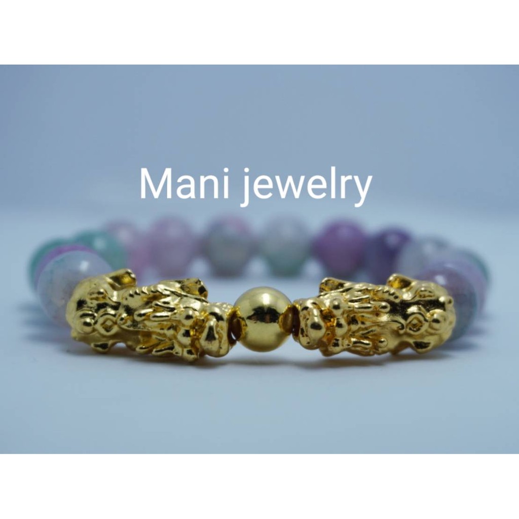 Mani Jewelry ปี่เซี๊ยะเสริมดวงเฮง กำไลผู้ชาย กำไลผู้หญิง กำไลหินหินเกล็ดมังกร 10 มม. ขนาดข้อมือ 14-15ซม.