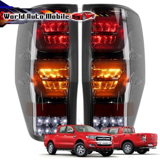 ไฟท้าย สโมคเลนส์ ซ้าย+ขวา LEDs  Ford  Ranger T6 MC XLT Wildtrak ปี 2012-2018