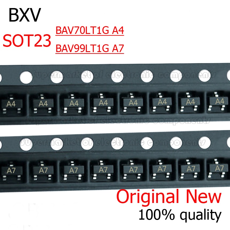 หลอดคริสตัล 2N7002 2SA1015 2SC1623 2SC1815 2SC945 BAS16 BAT54C BAT54S BAV70 BAV99 BAW56 BSS138 BSS84 SOT23 100 ชิ้นต่อล็อต