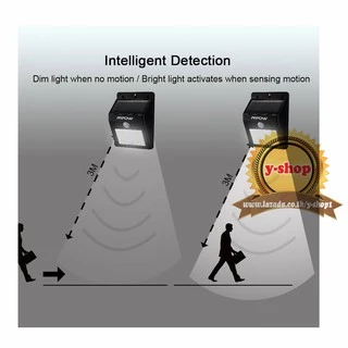 (ไฟเหลือง) New Solarไฟติดผนังโซล่าเซลล์พลังงานแสงอาทิตย์ 35 led motion sensor light+ไฟหรี่*