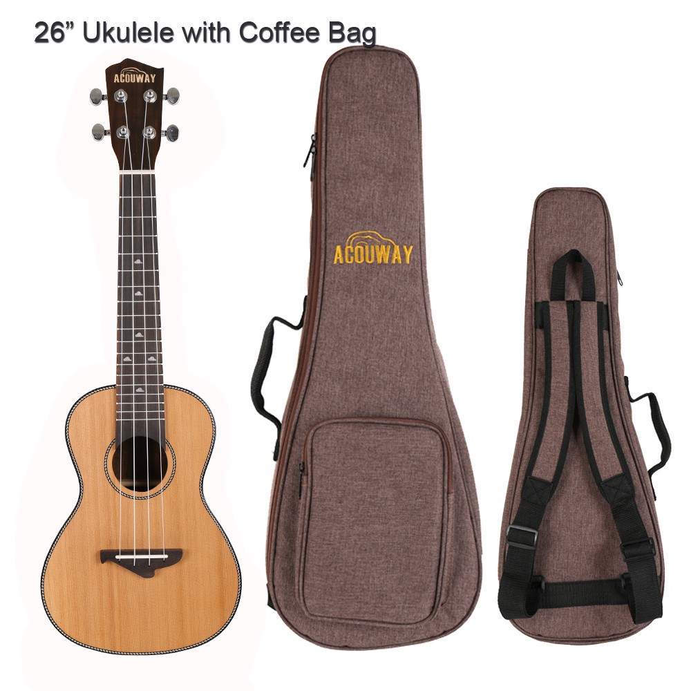 Acouway Ukulele Concert Tenor Ukulele 24 26 Ukulele Ukelele Solid Spruce Top Rosewood Side Back Italy Aquila String Full Closed Machine Head Real Ox Bone Shopee Thailand