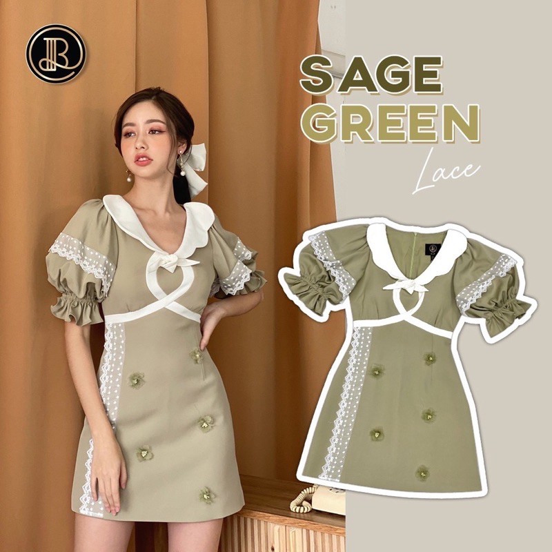 Sage green MD : BLT BRAND :  มินิเดรสสีเขียวอ่อน