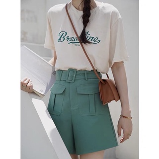 Seoul.fluffy เสื้อยืดผู้หญิง สกรีนข้อความ  Brookline Newyork สุดชิค ผ้านิ่ม ใส่สบาย