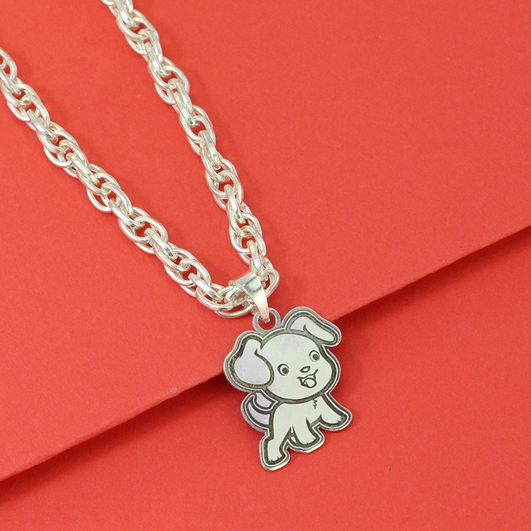 สร้อยคอเงินสําหรับเด็กรูปสุนัขสลักชื่อ DCT0067 TNJ Jewelry