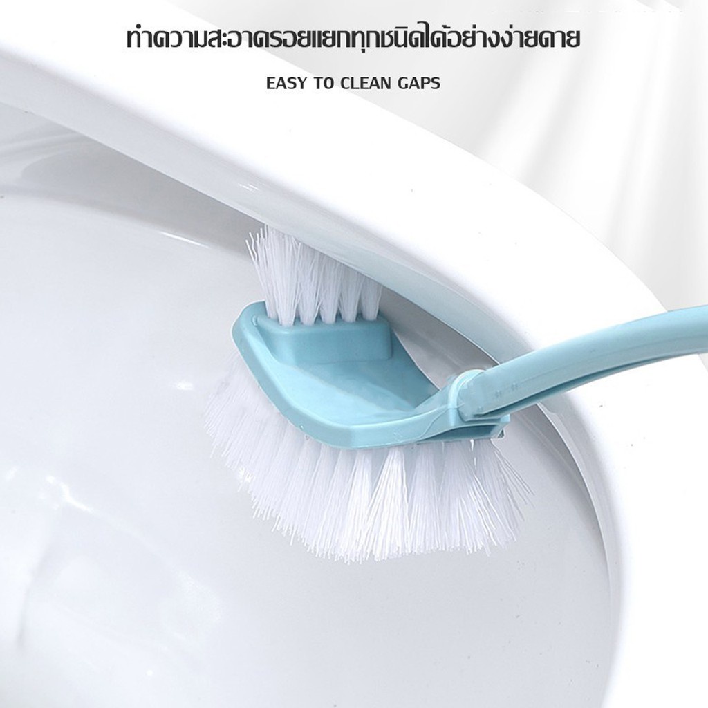 ❀▬♨YIWUSHOP ปลีก/ส่ง 10284 แปรงขัดทำความสะอาดห้องน้ำ หัวแปรง2ด้าน พร้อมฐานรอง