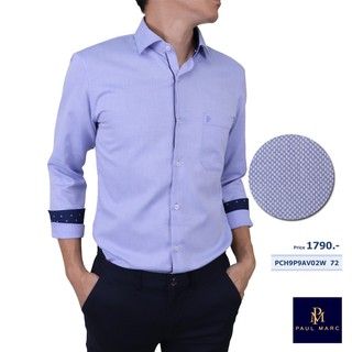 PAUL MARC เสื้อเชิ้ตสีฟ้า ทรงสลิม เนื้อผ้าทอลาย Business Blue Dolby Shirt