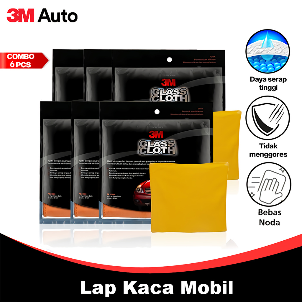 3M Auto Car Glass Cloth Combo 6 ชิ้นผ้าไมโครไฟเบอร์ทําความสะอาดปราศจากคราบ CMB06-3M-PN-30804