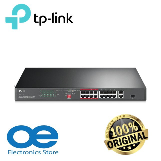 เครือข่าย TP-Link TL-SL1218P 16 พอร์ต 10/100 Mbps PoE+, พอร์ต Gigabit 2 พอร์ต, 1 Combo Gigabit SFP S