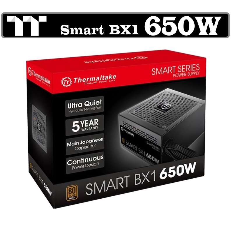 POWER SUPPLY (อุปกรณ์จ่ายไฟ) THERMALTAKE Smart BX1 650W 750W (80 PLUS Bronze) (PS-SPD-0650NNFABE-4) ประกัน 5 ปี