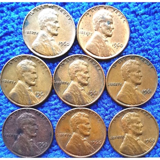 เหรียญ​สหรัฐอเมริกา​ USA,1​ Cent, Lincoln, ปี1959-1969, เลือกปีได้,​ใช้แล้ว,#632