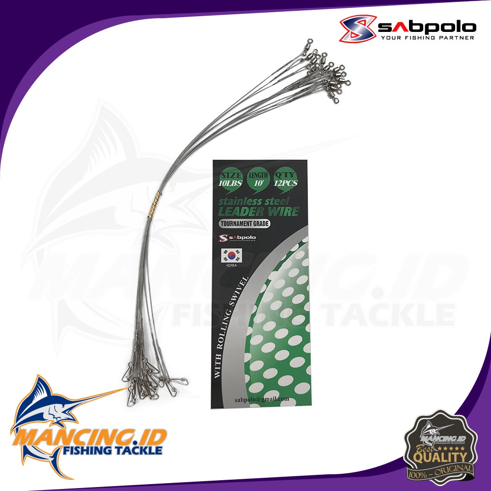 Sabpolo Leader Wire w Rolling Swivel 10lbs-50lbs อุปกรณ์เสริม 8-12 นิ้ว