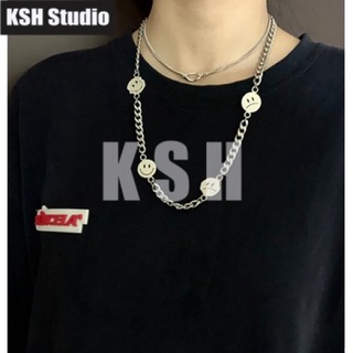 Hip Hop Necklace LURS Smiley expression chain link necklace street hip hop trend accessories