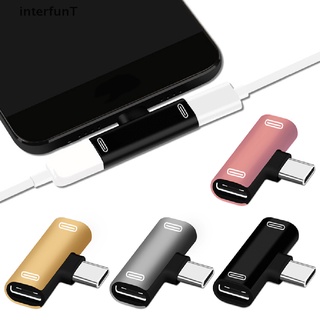 [InterfunT] อะแดปเตอร์แยกหูฟัง Aux USB Type C แบบคู่ ชาร์จเสียง