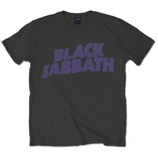 เสื้อยืดแขนสั้น พิมพ์ลายโลโก้ Wavy Sabbath Rock Metal Band สีดํา สไตล์คลาสสิก ของขวัญวันเกิด สําหรับผู้ชาย คุณแม่สามารถป