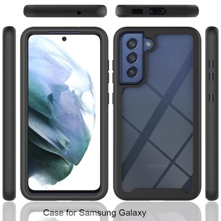 Full Body Double Protective Phone Case For Samsung Galaxy S22 Ultra S21 FE S20 Plus Note 9 20 10 Lite A21S A51 A71 A31 Luxury Hybrid Armor Soft Edge Silicone Hard Transparent Back Cover