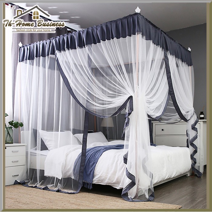 มุ้งเจ้าชาย มุ้งเจ้าหญิง มุ้งสี่เสา สีกรมท่า 6 ฟุต