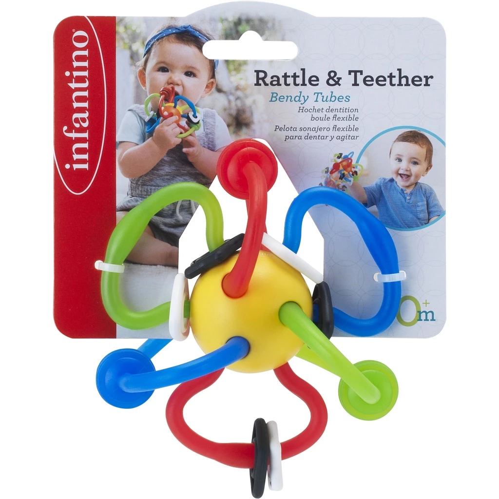 Infantino - Rattle & Teether Bendy Tubes : ยางกัด-วงแหวนหลากสี