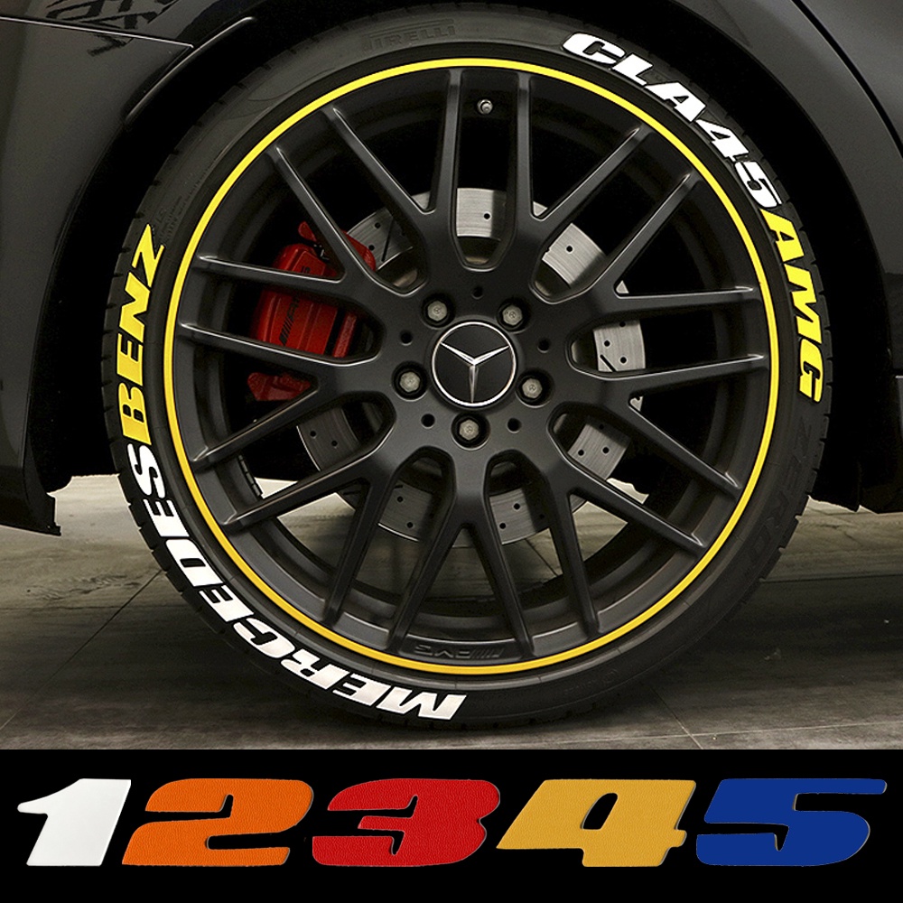 1PCS รถ รถจักรยานยนต์ 3D ตัวอักษรภาษาอังกฤษล้อยางสติกเกอร์จัดแต่งทรงผม DIY สติ๊กเกอร์ตกแต่ง