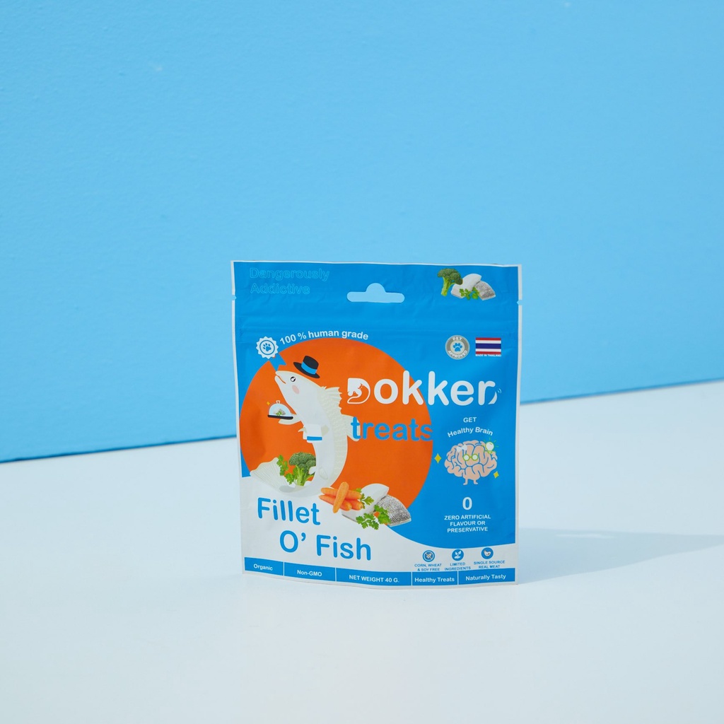 DOKKER Fillet O’ Fish ขนมหมา ขนมแมว รสปลากระพงโรยด้วยผักและผลไม้  ชิ้นเนื้อแท้ๆ 100% ไขมันตํ่า ราคา ถูกที่สุด ดีลบีเคเค แกลเลอรีภาพที่ 6