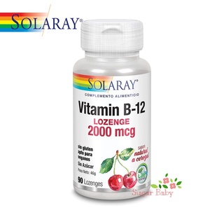 Solaray Vitamin B-12 Natural Cherry 2,000 mcg 90 Lozenges วิตามินบี 12 รสเชอร์รี่ 90 เม็ดอม