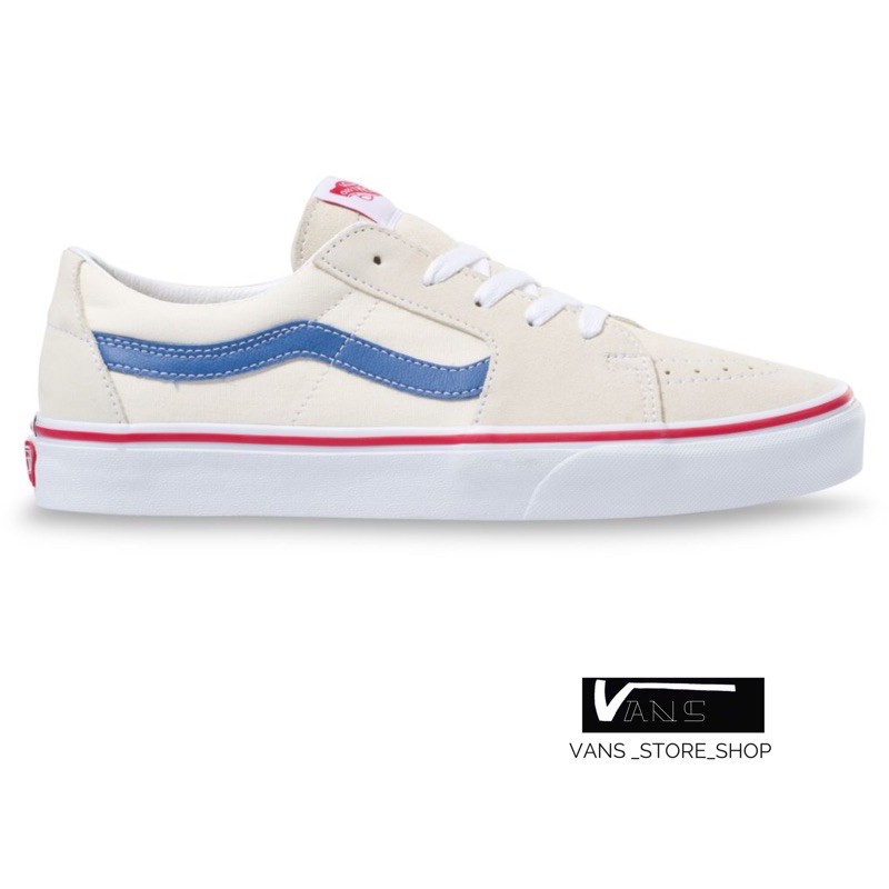 VANS SK8 LOW CLASSIC WHITE NAVY SNEAKERS สินค้ามีประกันแท้ Shopee